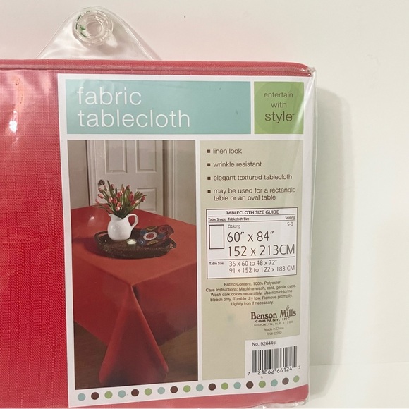 Benson Mills Fabric Tablecloth Red 60”x 84” - Picture 8 of 14